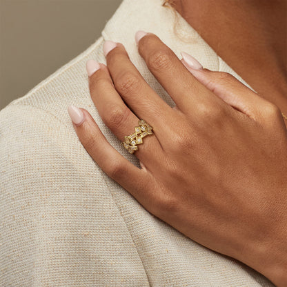 Adjustable Statement Irregular Geometric Chunky Finger Rings-Geometry