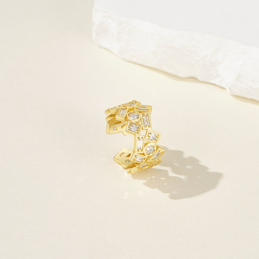 Adjustable Statement Irregular Geometric Chunky Finger Rings-Geometry