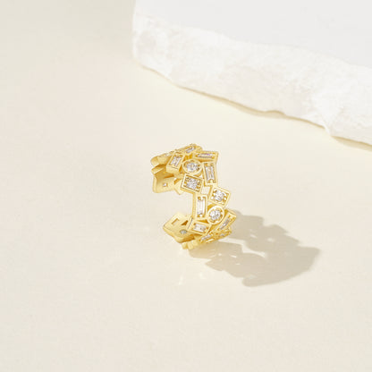 Adjustable Statement Irregular Geometric Chunky Finger Rings-Geometry