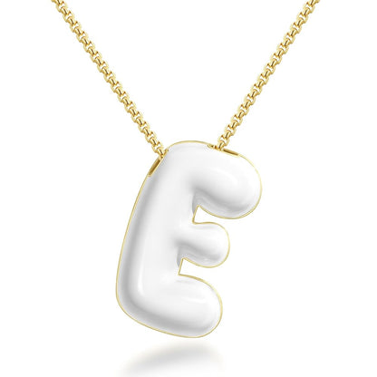 Bubble Letter Colorful Enamel Initial Necklace
