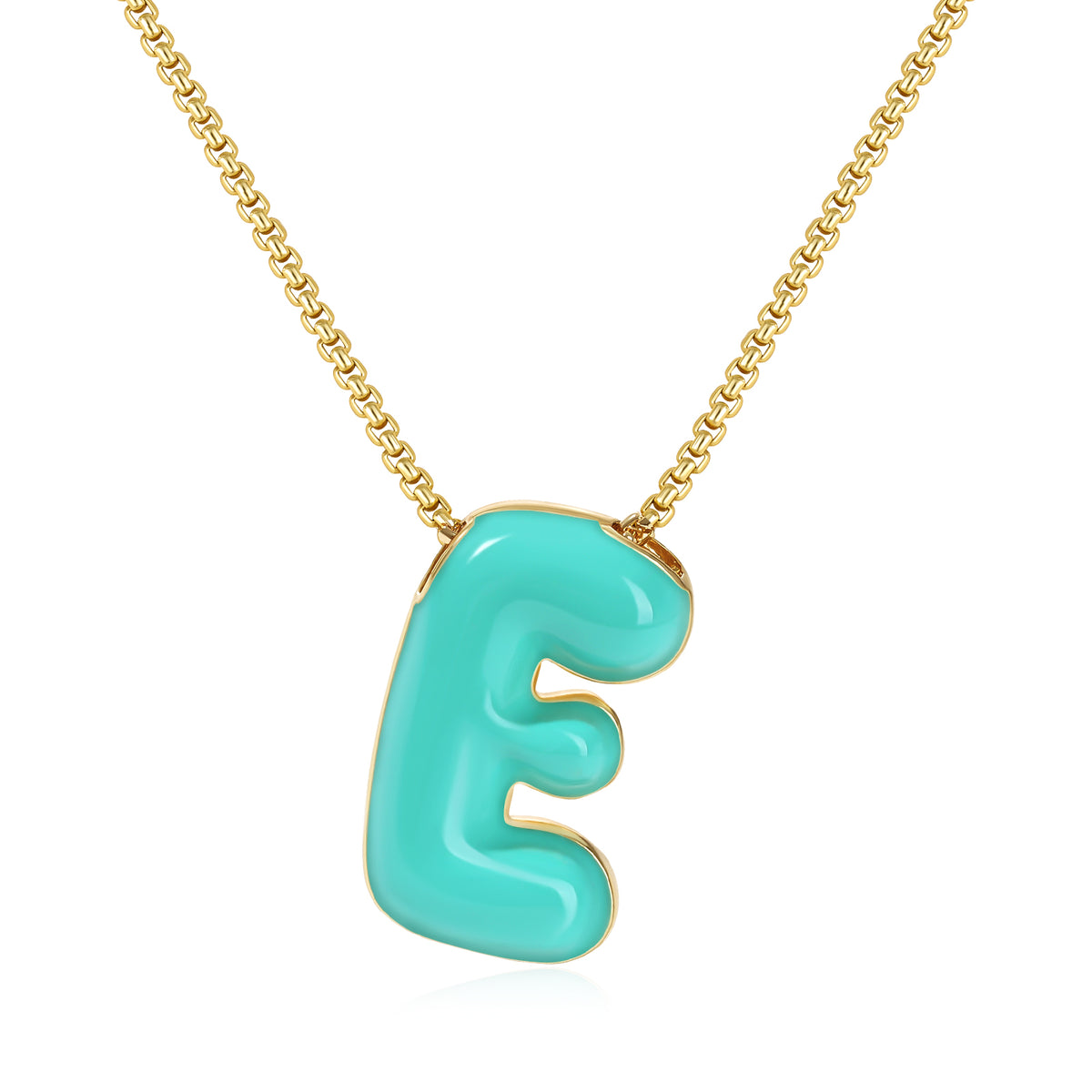 Bubble Letter Colorful Enamel Initial Necklace