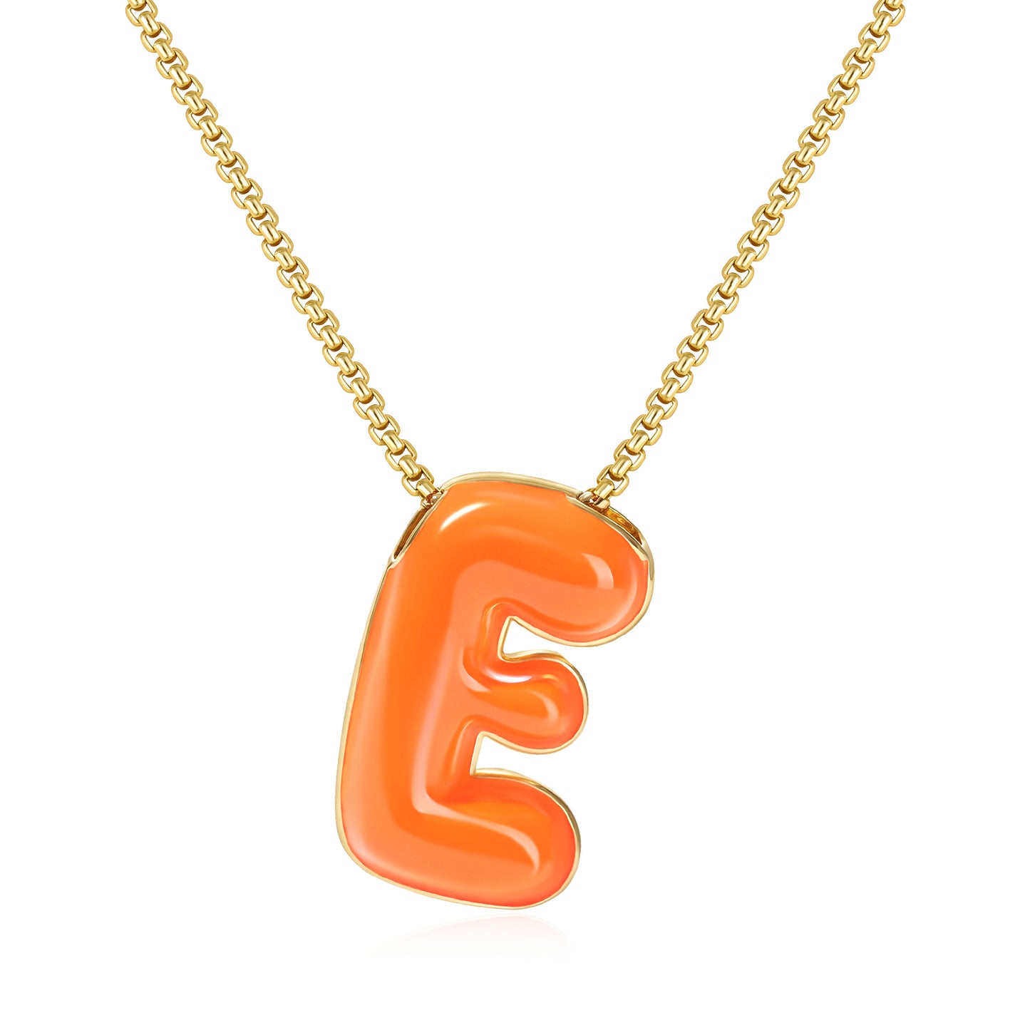 Bubble Letter Colorful Enamel Initial Necklace