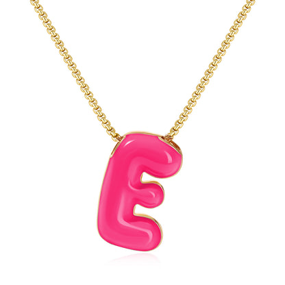 Bubble Letter Colorful Enamel Initial Necklace