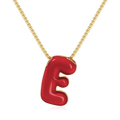 Bubble Letter Colorful Enamel Initial Necklace