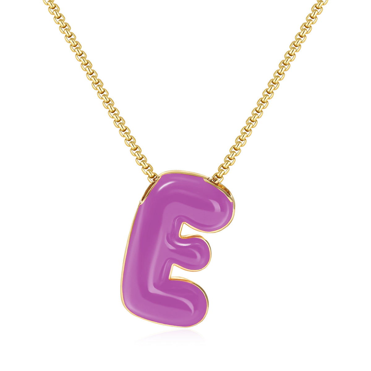 Bubble Letter Colorful Enamel Initial Necklace