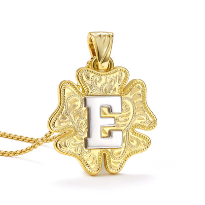 Flower Pendant Initial Necklace