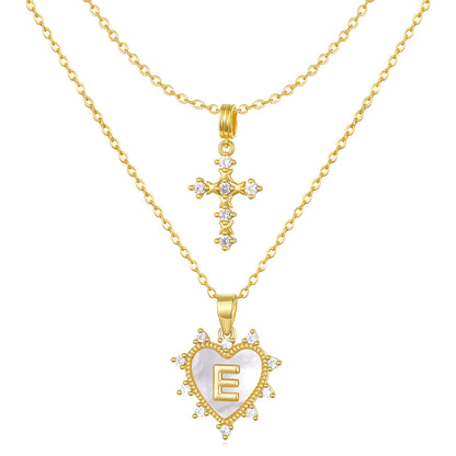 Layered Heart Pendant Initial Necklace