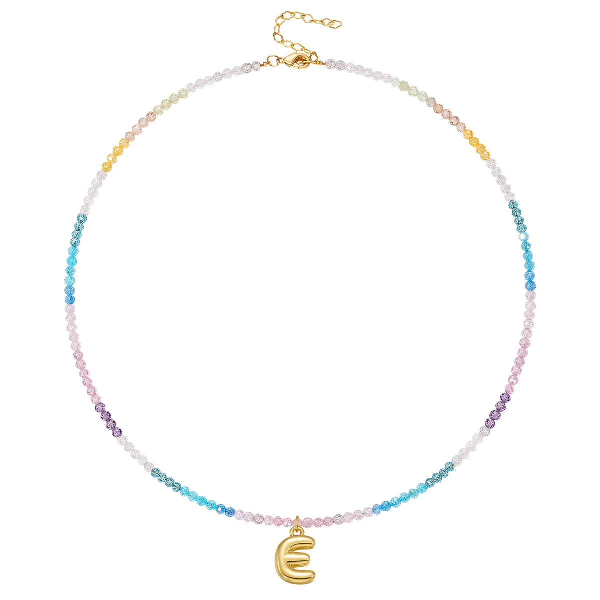 Beaded Bubble Letter Initial Pendant Necklace