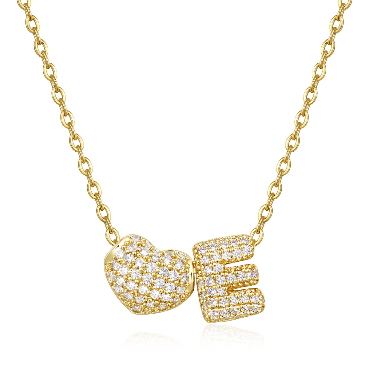 Bubble Heart Initial Necklaces