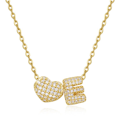 Bubble Heart Initial Necklaces