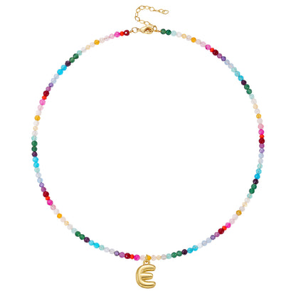 Beaded Bubble Letter Initial Pendant Necklace
