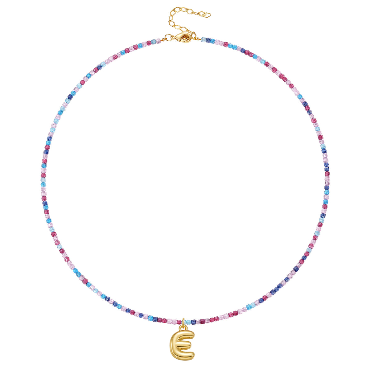 Beaded Bubble Letter Initial Pendant Necklace