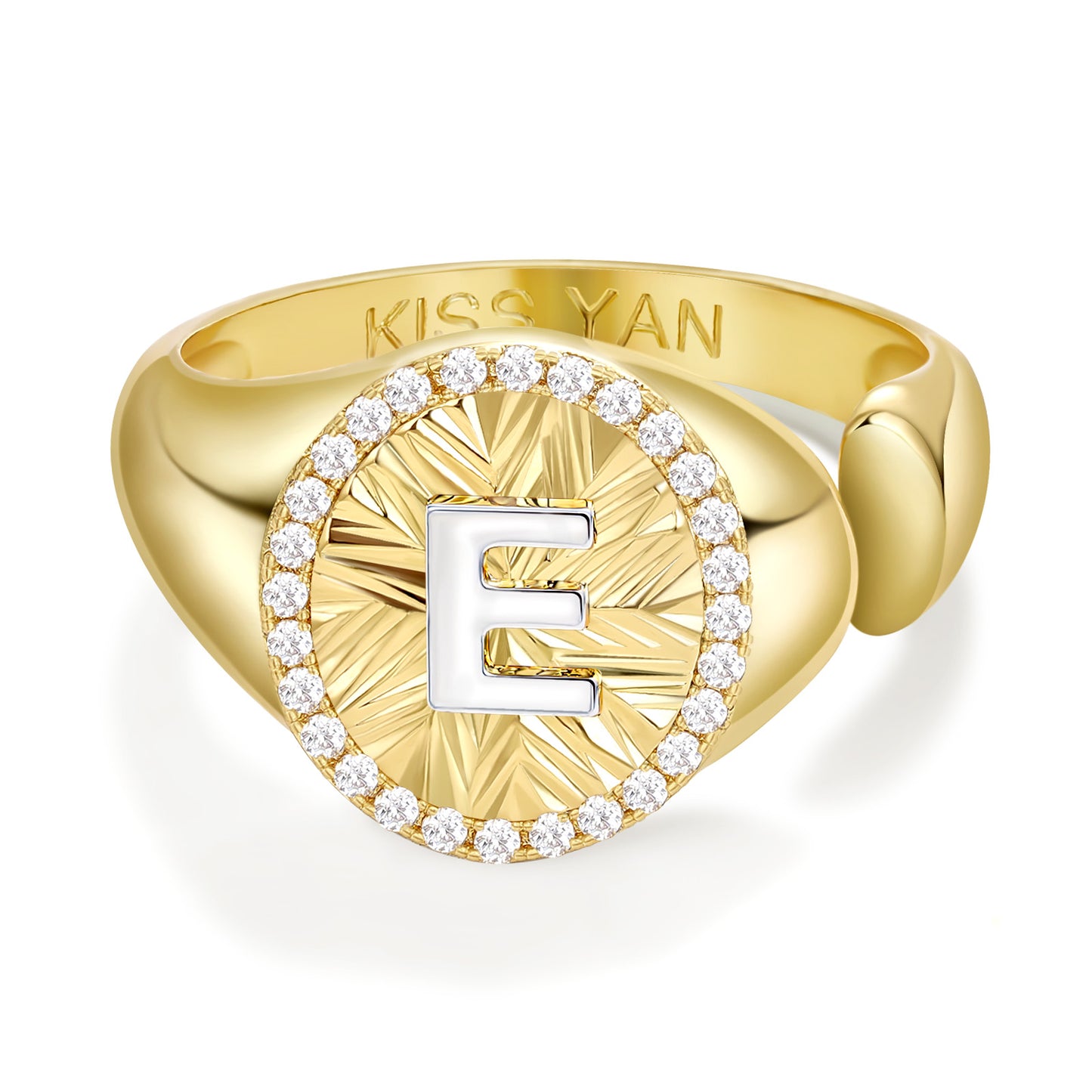 14k Gold Plate Initial  Adjustable Letter Ring