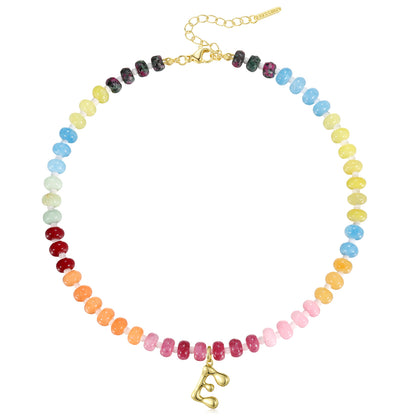Colorful Beaded Choker Bubble Letter Pendant