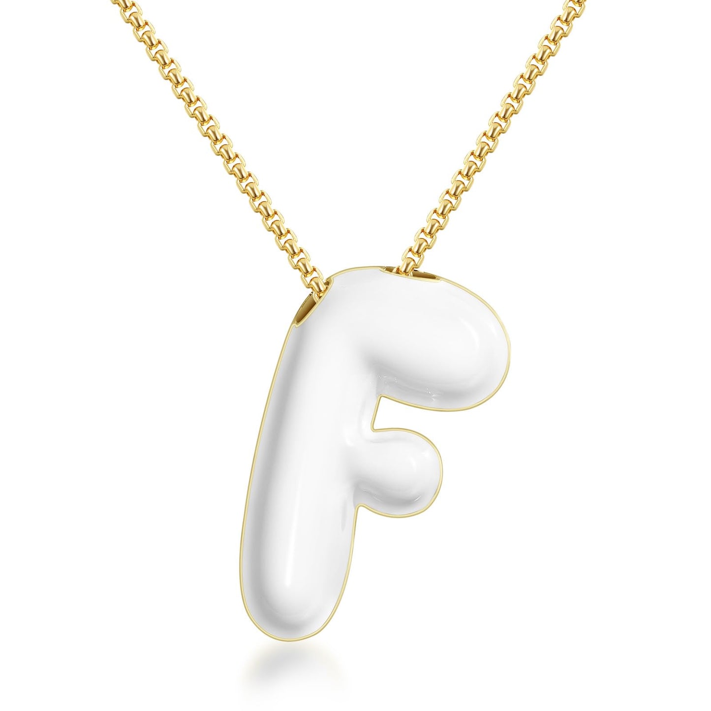Bubble Letter Colorful Enamel Initial Necklace