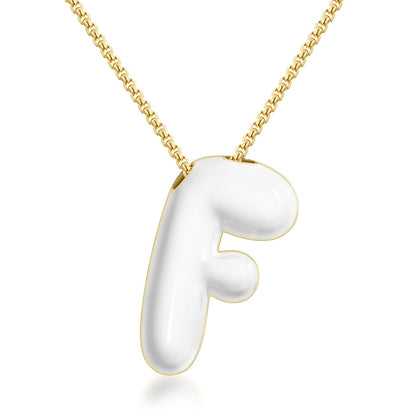 Bubble Letter Colorful Enamel Initial Necklace