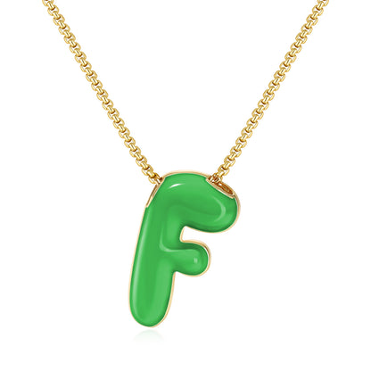 Bubble Letter Colorful Enamel Initial Necklace