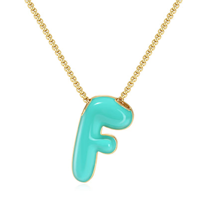 Bubble Letter Colorful Enamel Initial Necklace