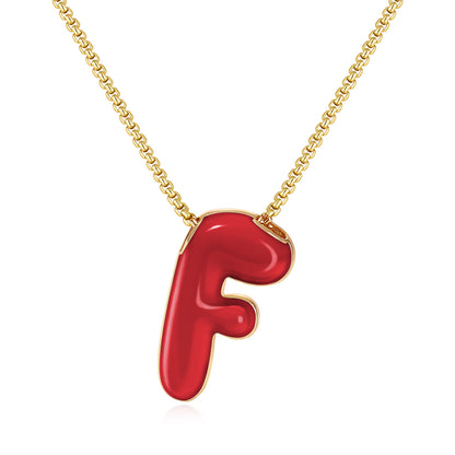 Bubble Letter Colorful Enamel Initial Necklace
