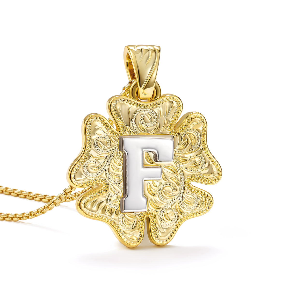 Flower Pendant Initial Necklace