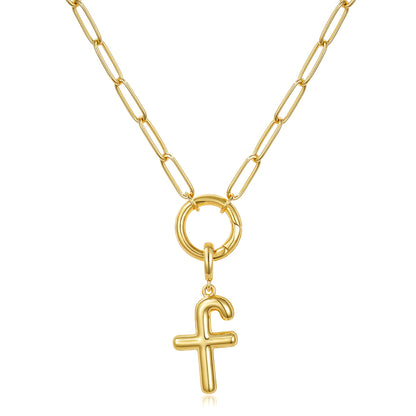Gold Plated Initial Necklace with Removable Balloon Letter Pendant