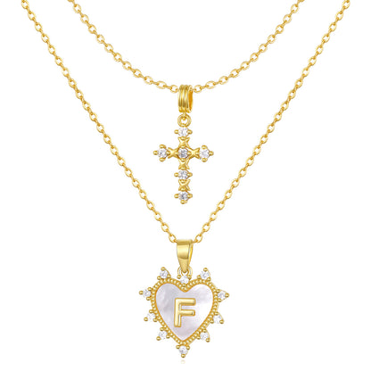 Layered Heart Pendant Initial Necklace