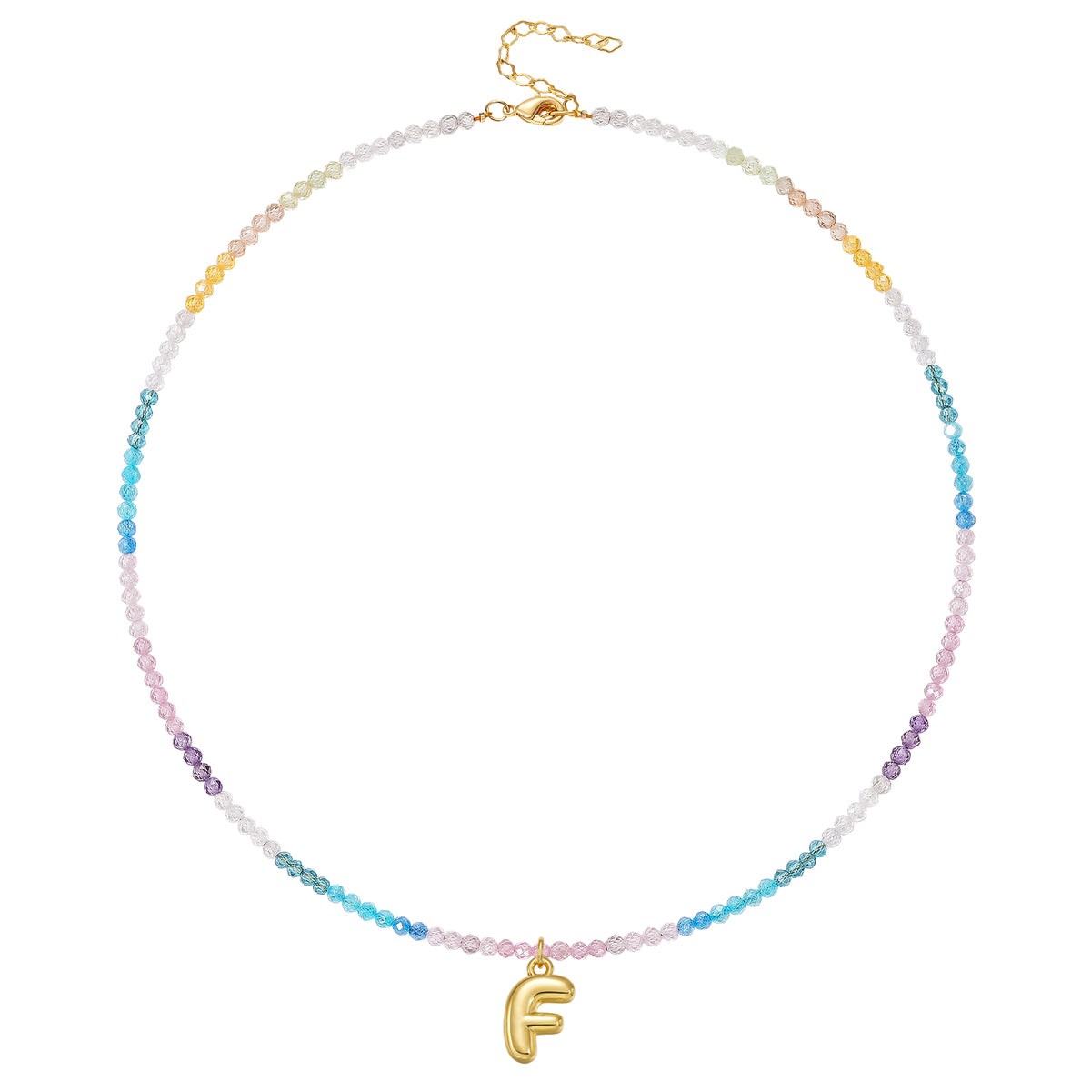 Beaded Bubble Letter Initial Pendant Necklace