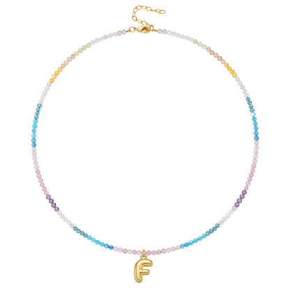 Beaded Bubble Letter Initial Pendant Necklace
