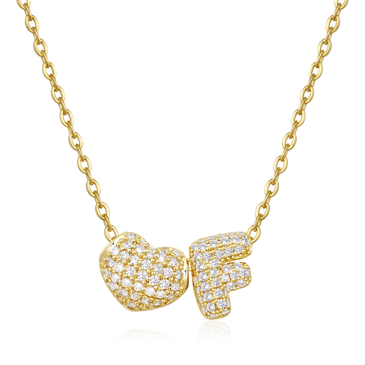 Bubble Heart Initial Necklaces