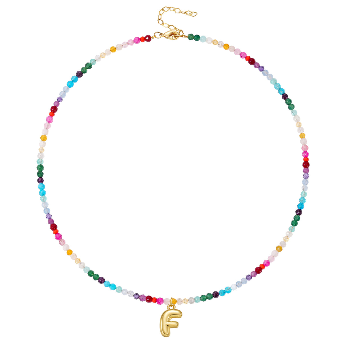 Beaded Bubble Letter Initial Pendant Necklace
