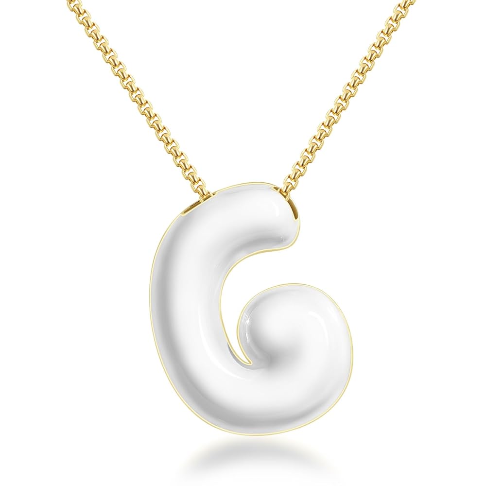 Bubble Letter Colorful Enamel Initial Necklace