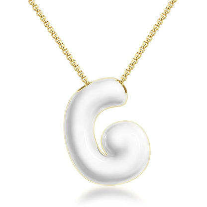 Bubble Letter Colorful Enamel Initial Necklace
