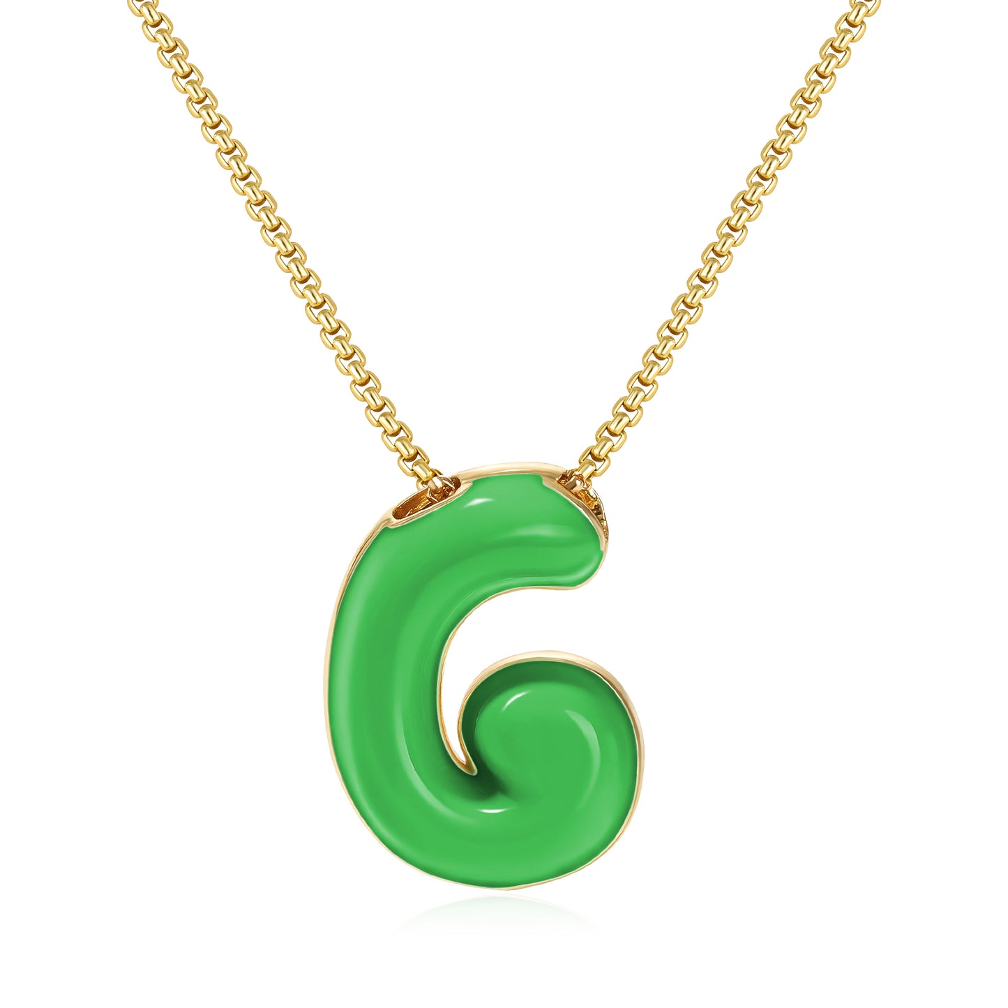 Bubble Letter Colorful Enamel Initial Necklace