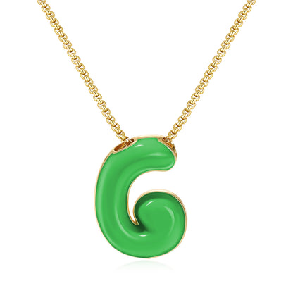 Bubble Letter Colorful Enamel Initial Necklace
