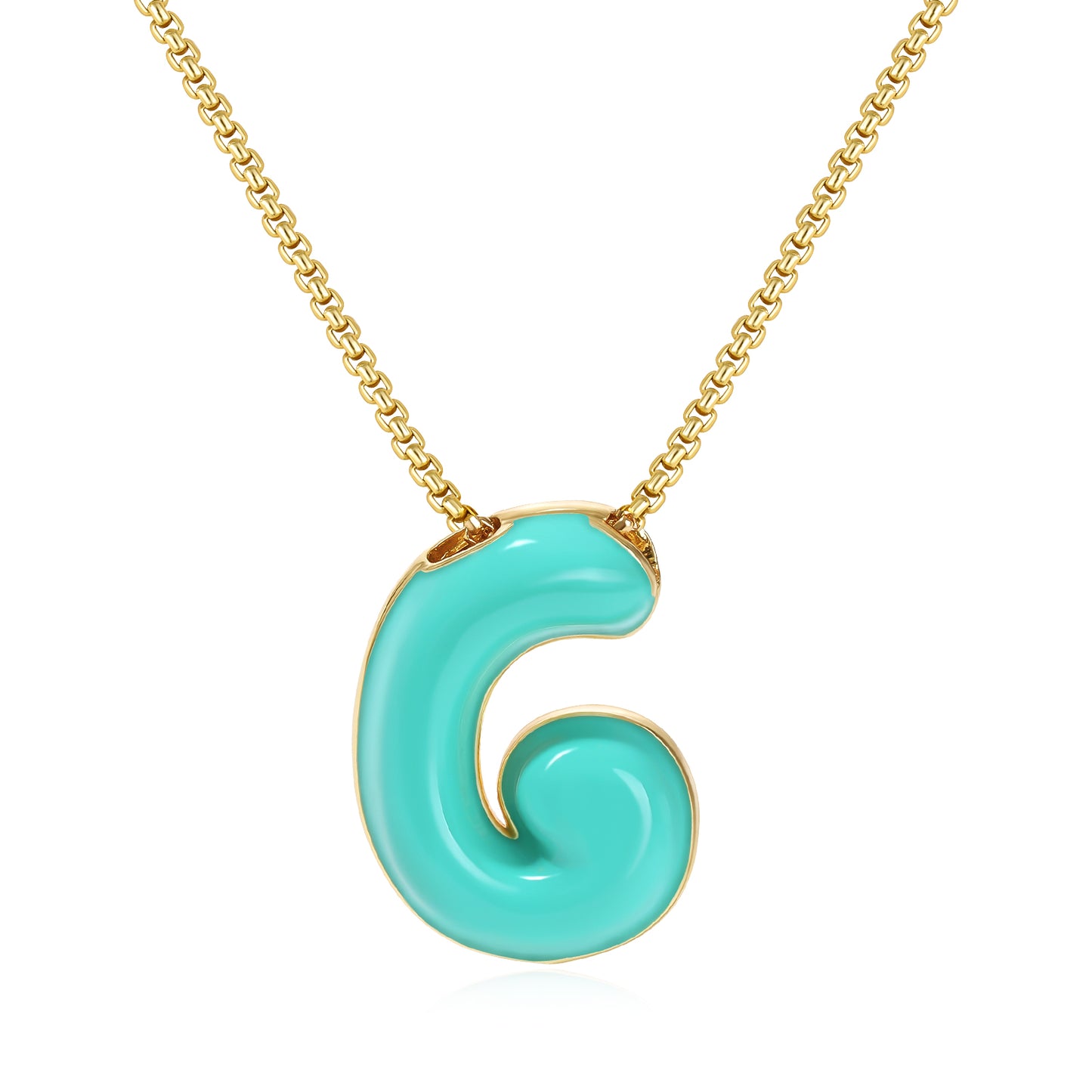 Bubble Letter Colorful Enamel Initial Necklace