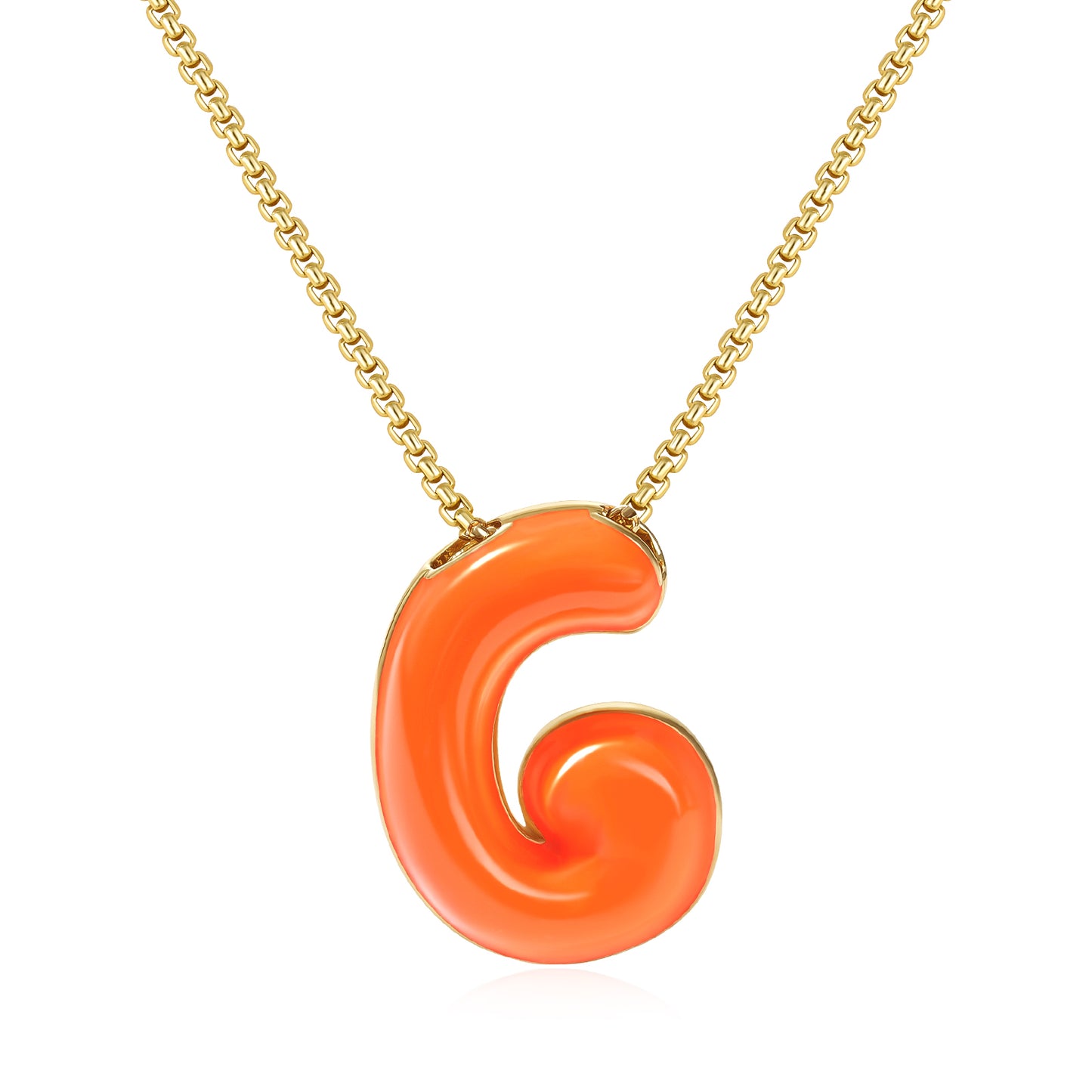 Bubble Letter Colorful Enamel Initial Necklace