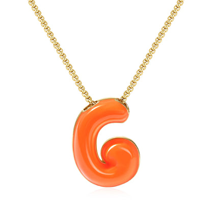 Bubble Letter Colorful Enamel Initial Necklace