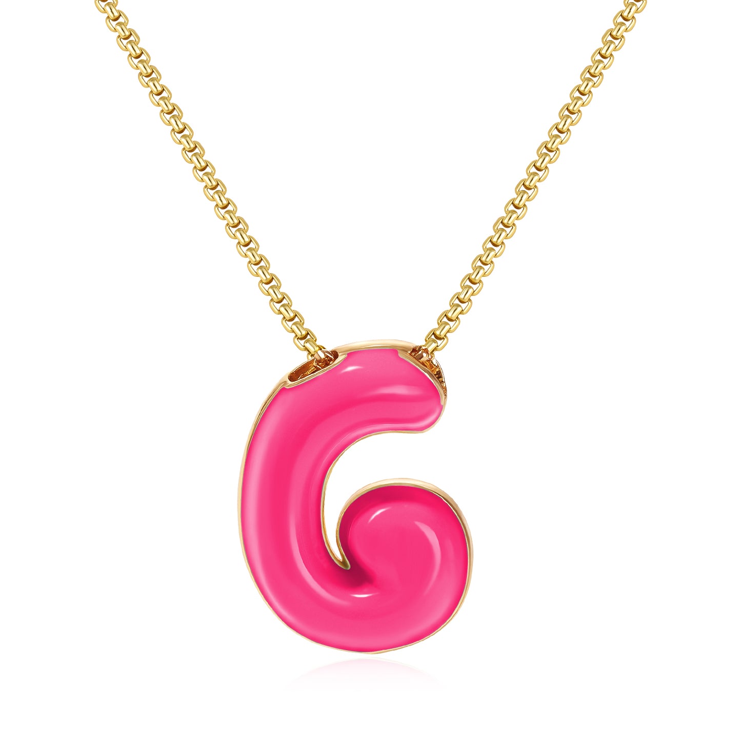 Bubble Letter Colorful Enamel Initial Necklace