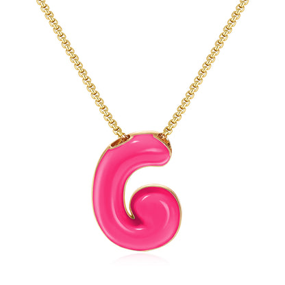 Bubble Letter Colorful Enamel Initial Necklace