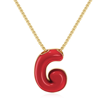 Bubble Letter Colorful Enamel Initial Necklace