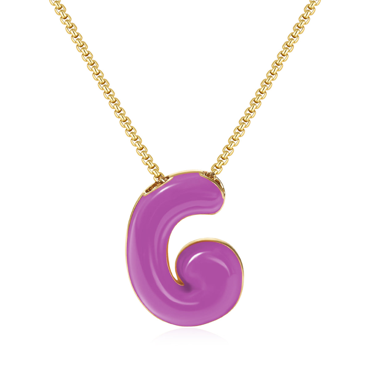 Bubble Letter Colorful Enamel Initial Necklace
