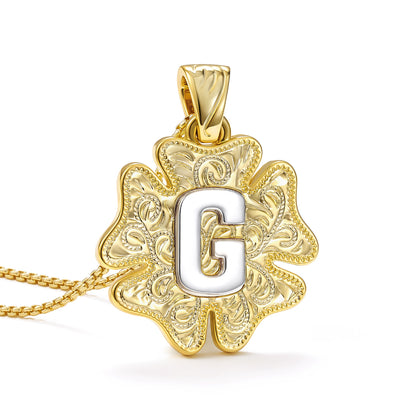 Flower Pendant Initial Necklace