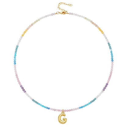 Beaded Bubble Letter Initial Pendant Necklace