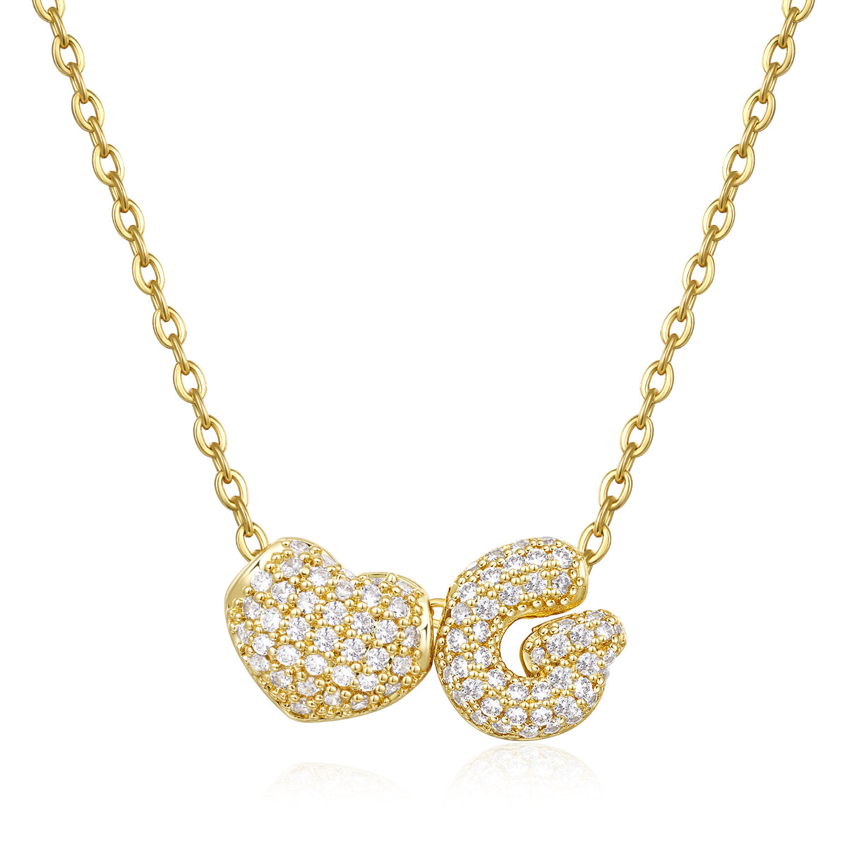 Bubble Heart Initial Necklaces
