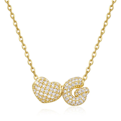 Bubble Heart Initial Necklaces