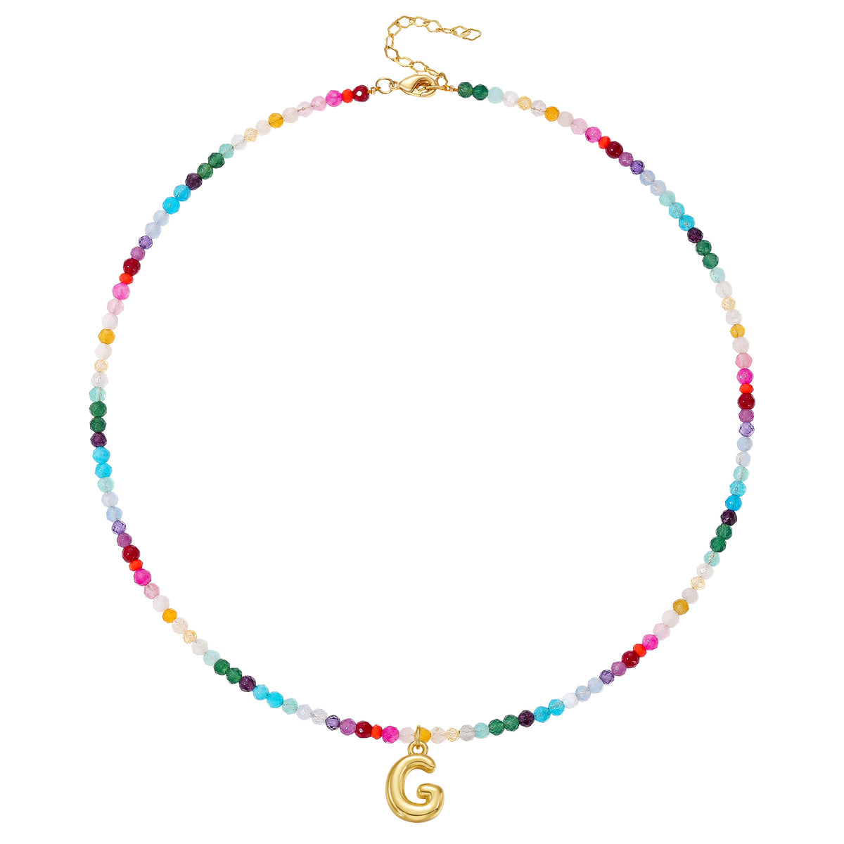 Beaded Bubble Letter Initial Pendant Necklace