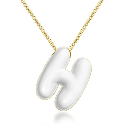 Bubble Letter Colorful Enamel Initial Necklace