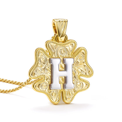 Flower Pendant Initial Necklace