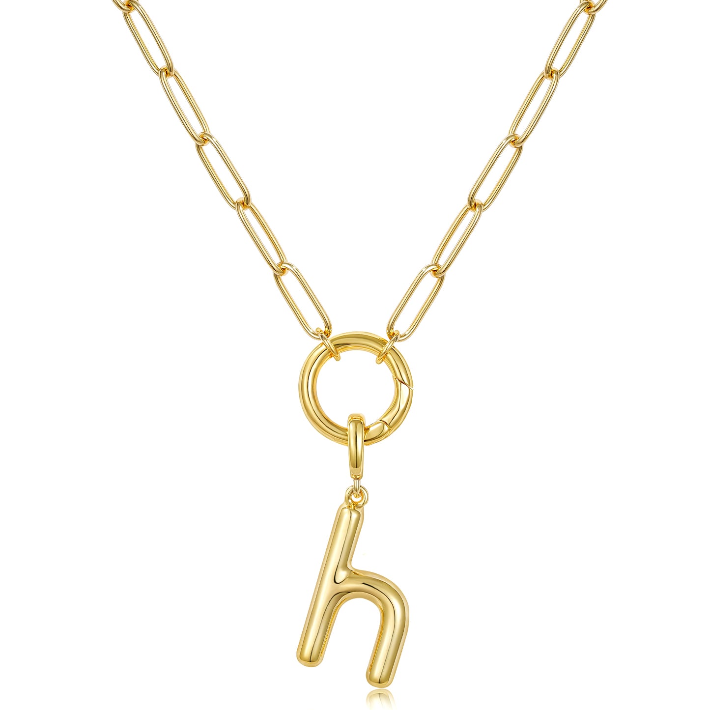 Gold Plated Initial Necklace with Removable Balloon Letter Pendant