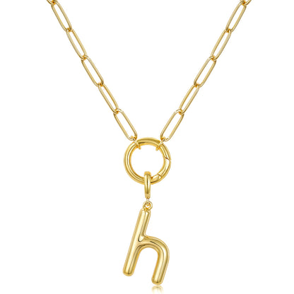 Gold Plated Initial Necklace with Removable Balloon Letter Pendant